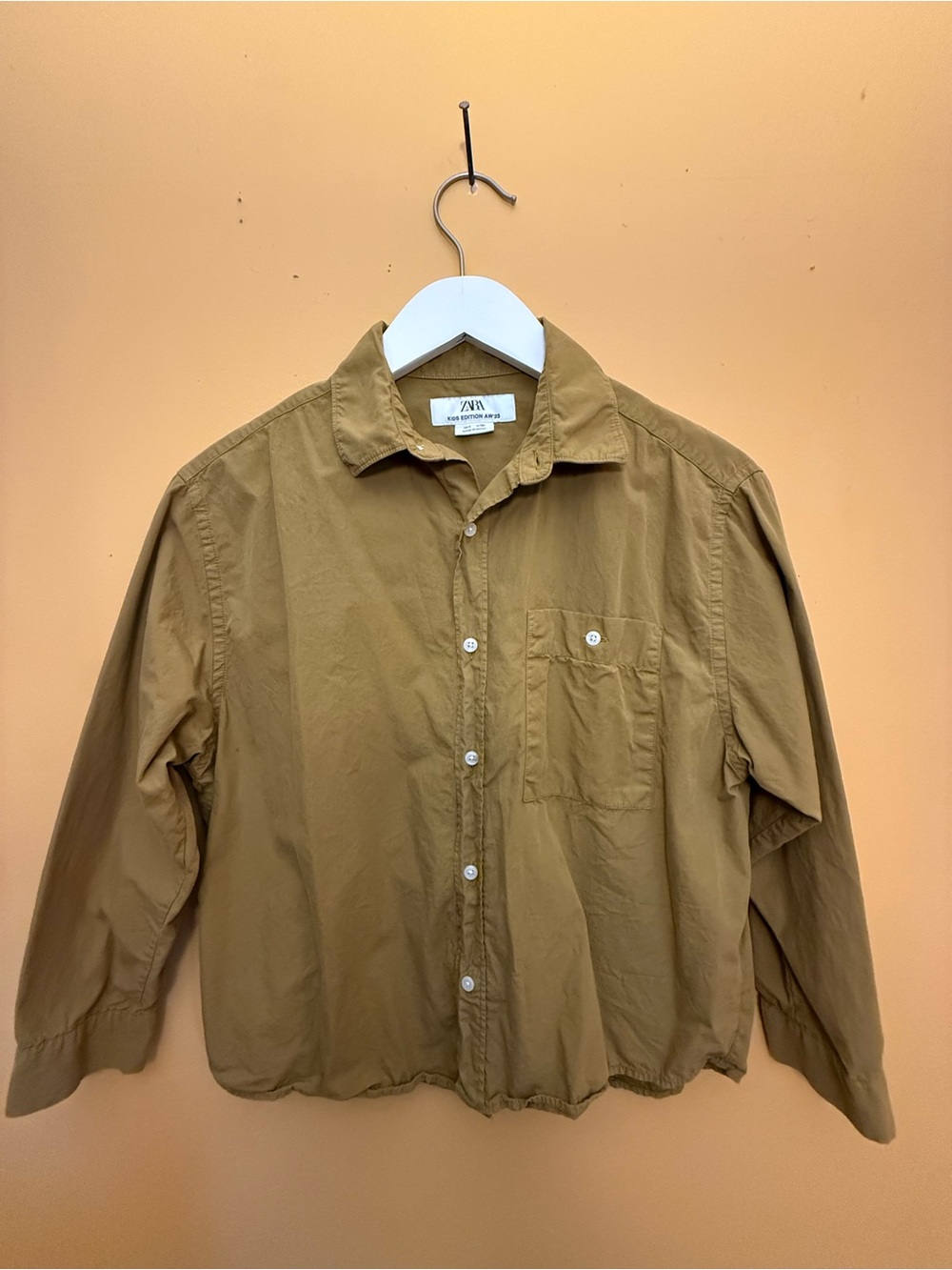Zara Boys Tan Button-Down Shirt